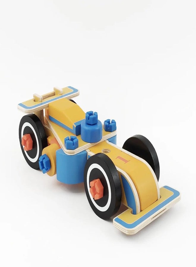 Pingo Play Premium Wooden Race Car Construction Toy for Kids 3+ | Build & Play Vehicle Set with Nuts, Bolts & Tool | Montessori Educational Wooden Toy (48 Pieces) - Image 1